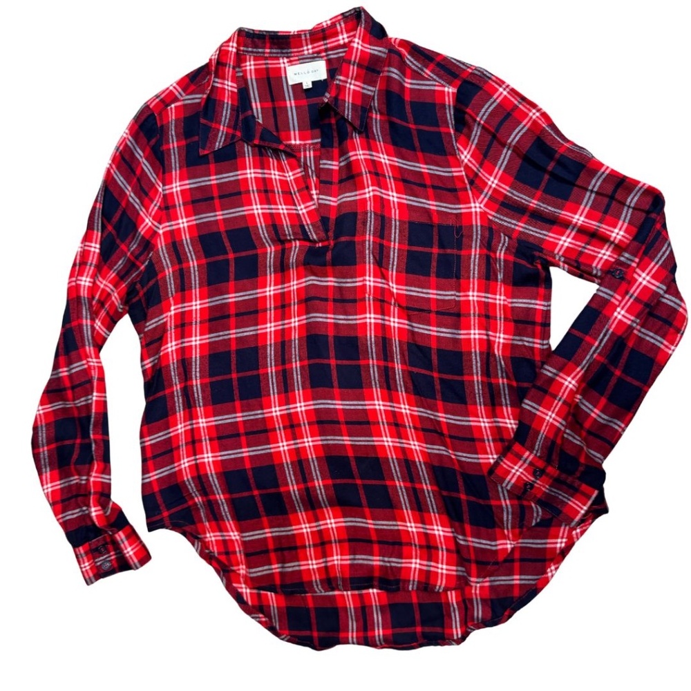 Mello Day L Women's Black and Red Flannel Shirt